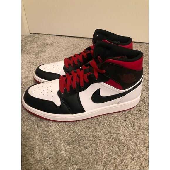 Jordan 1 Mid Black/ Gym Red Men’s Size 10.5 - Picture 3 of 10